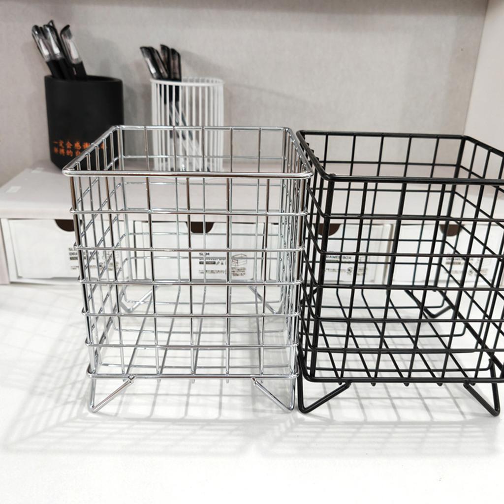 Ins Style Creative Iron Desktop Organizer Box Multi-purpose Storage Basket for Office Home Desk Accessories Stationery Supplies