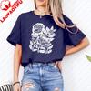 Peony Floral Ringer Tee Vintage Botanical TShirt Cottagecore Flower Shirt Retro Linocut Floral Tee Boho Garden Graphic Shirt
