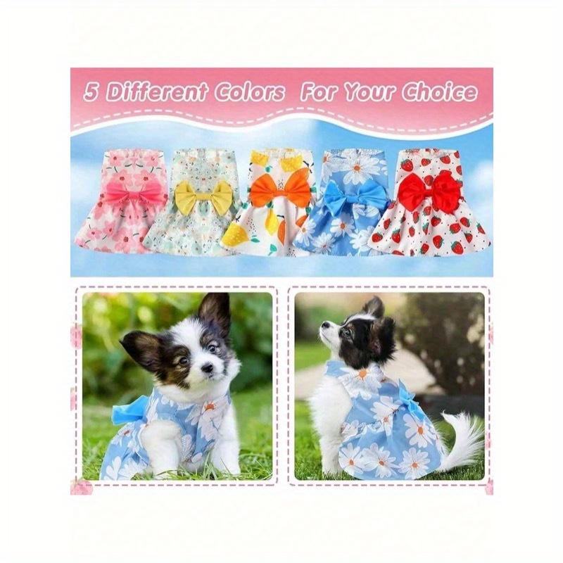 Summer Princess Dog Dress For Small Medium Dogs - Cute Printed Bowknot Lace Pet Skirt | Fashionable Puppy Apparel For Poodle Chihuahua & Small Breeds