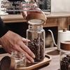 Coffee Bean Glass Sealed Jar Tea Coffee Powder Spice Sealed Storage Jar Acacia Wood Lid Glass Jar