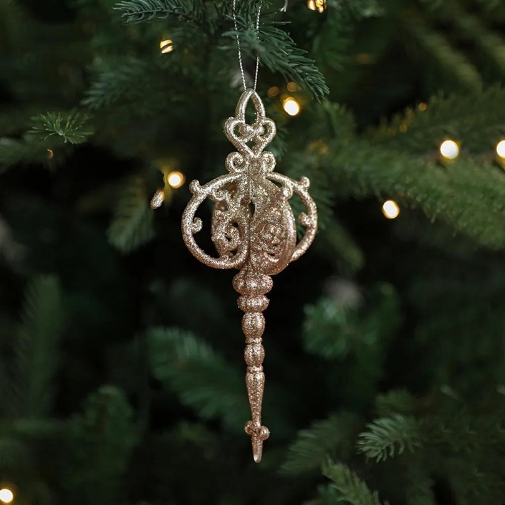 Gold Christmas Hanging Decoration Shimmering Plastic Hanging Pendants Crown Xmas Tree Party Supplies Christmas Tree Ornament
