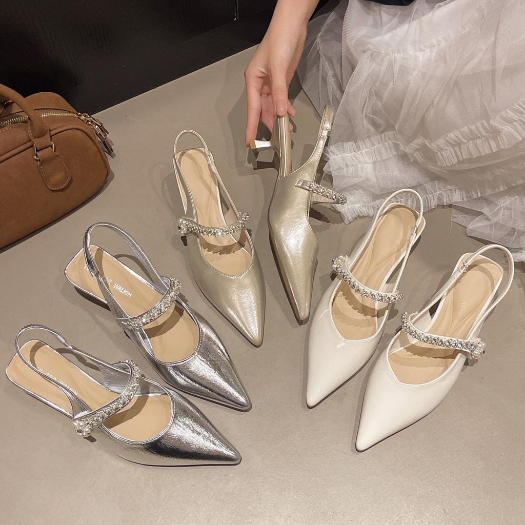 High heels stiletto medium heel bag head sandals women's 2025 new summer fairy style with skirt Mary Jane single shoes