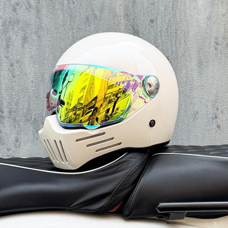DOT ECE Certified Full Face Motorcycle Helmet Men Women Cruiser Bike ABS Shell With Bluetooth Slot Dual Lens