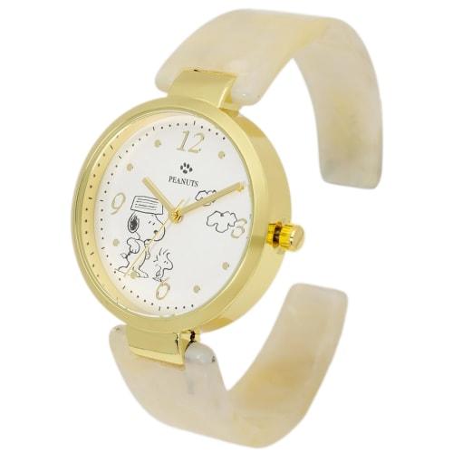 Fieldwork Snoopy Analog Acrylic Bangle Watch, White, Women's, PNT038-1