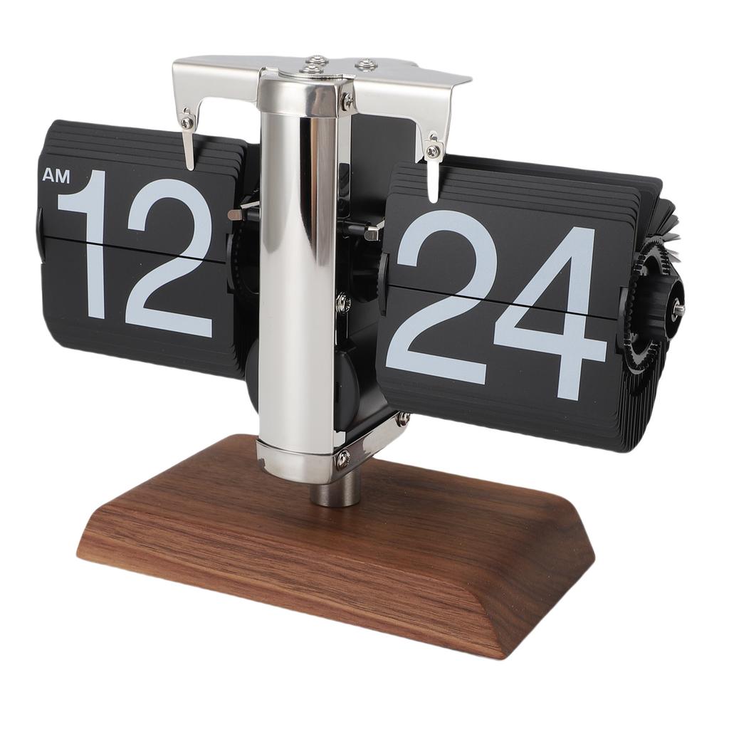 Retro Flip Clock Automatic Page Turning 12 Hours Battery Operated Mechanical Large Number Clock for