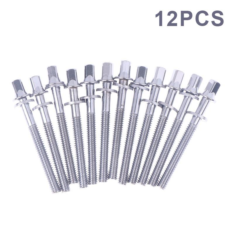 12Pcs 5/6mm Drum Tension Rods with Washers - Heavy Duty Lug Bolts Screws for Jazz Drum Repair Parts