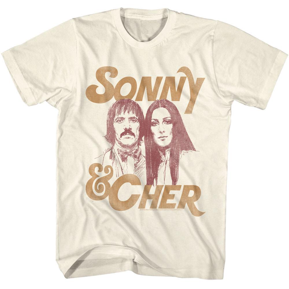 Sonny & Cher 60 s Photo Drawing Men s T Shirt Pop Rock Music Duo S