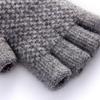 Guantes de punto para hombre, calentadores de manos, sin dedos, cálidos, de lana de alpaca, para invierno, medio dedo