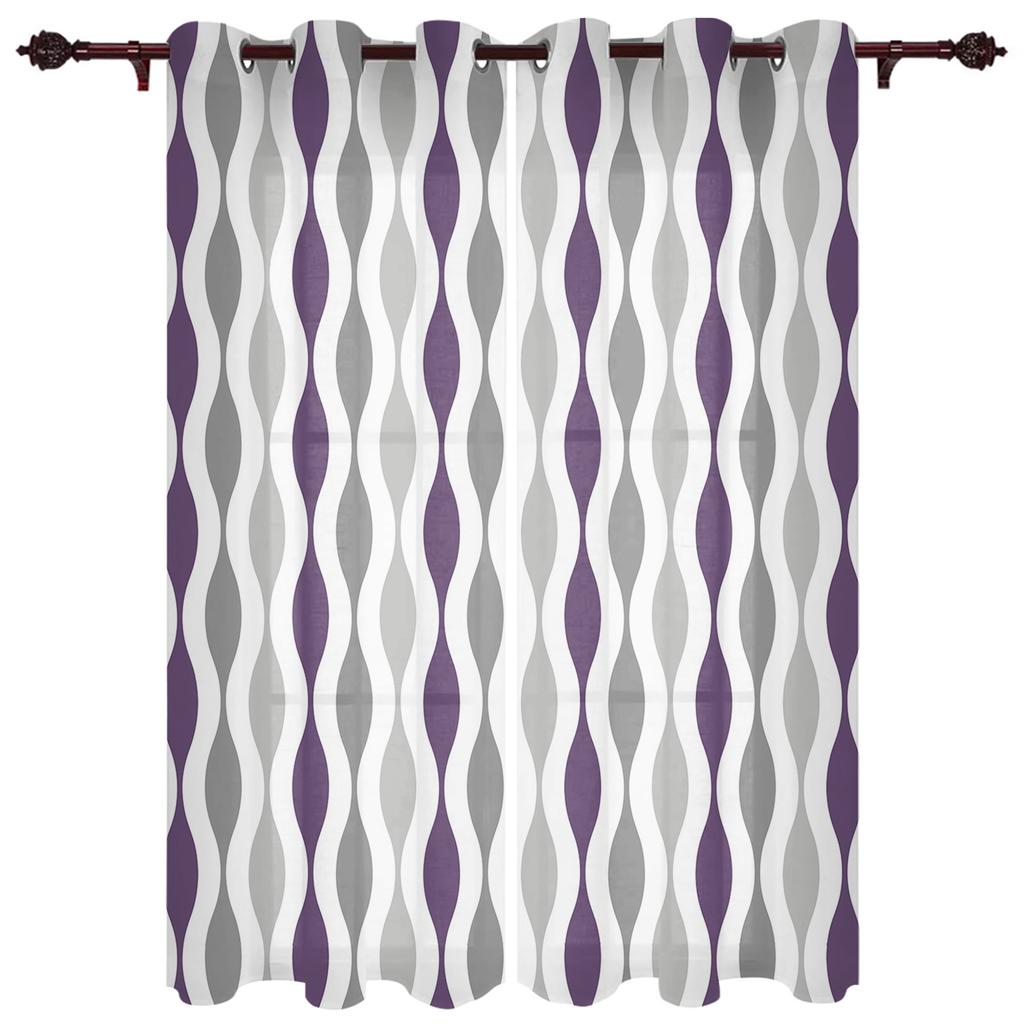 Geometric Blue Grey Medieval Print Window Curtains for Living Room Kitchen Curtain with Valance Kids Room Home Decor