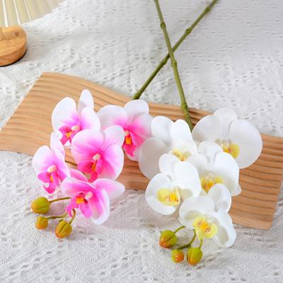 Sztuczne storczyki ćmy z łodygą Realistyczne 5 głów fałszywych kwiatów Phalaenopsis Home Office Stół Centralny Sztuczny Kwiat Gałązka Kompozycja Kwiatowa
