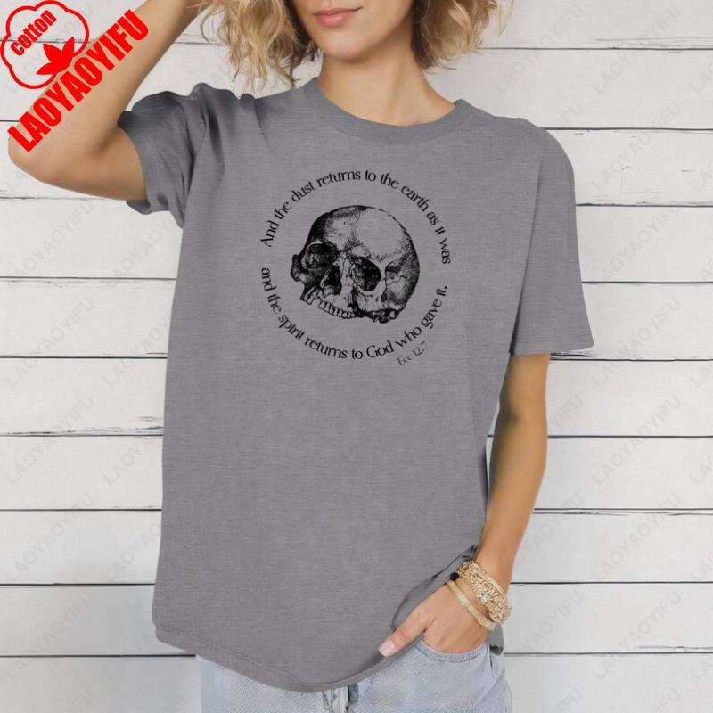 Memento Mori Men Women Cotton TShirt Catholic Halloween All Souls Day Christian Clothing Trad All Saints Day Gothic Skull Tops