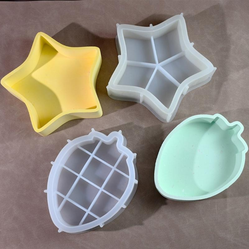Strawberry and Star Jewelry Boxes Mould Cute Strawberry Star Shaped Silicone Mold for Handcrafted Storage Solutions