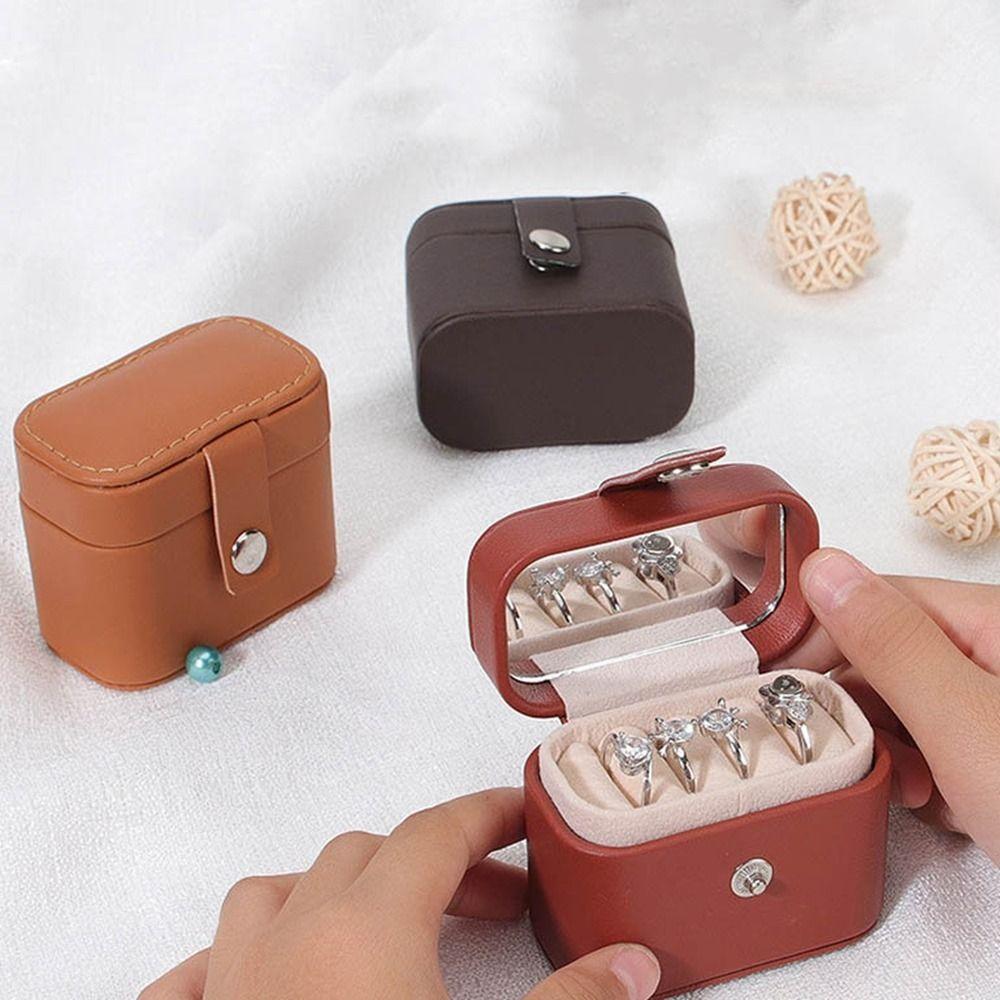 PU Leather Jewelry Storage Case Mini Earrings Storage Display Case  Women Rings