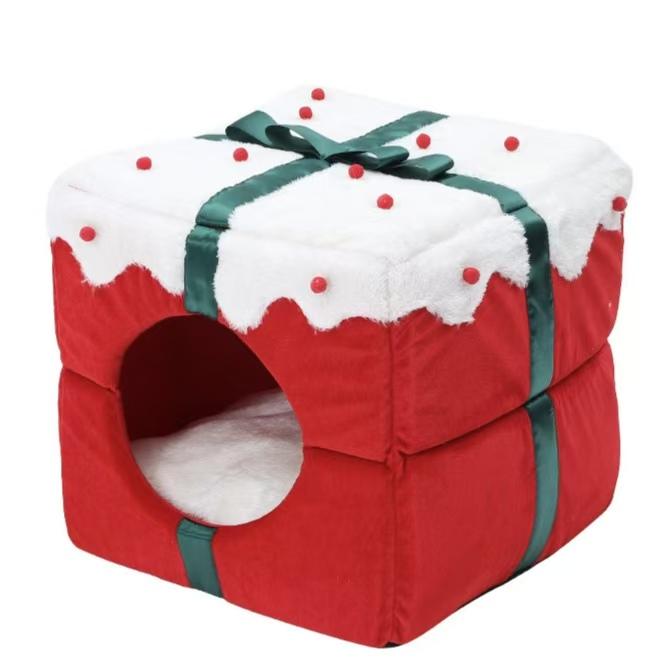 Christmas Cute Pet Winter Warm Pet Nest All Seasons Cat House Arctic Velvet Thickened Plush Cat Nest Mat