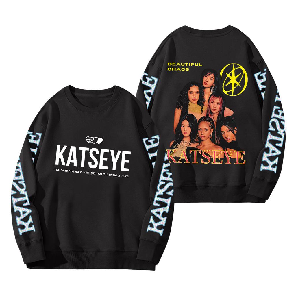 Women's Fashion Long Sleeve Print Round Neck Loose Pullover Sweater Top