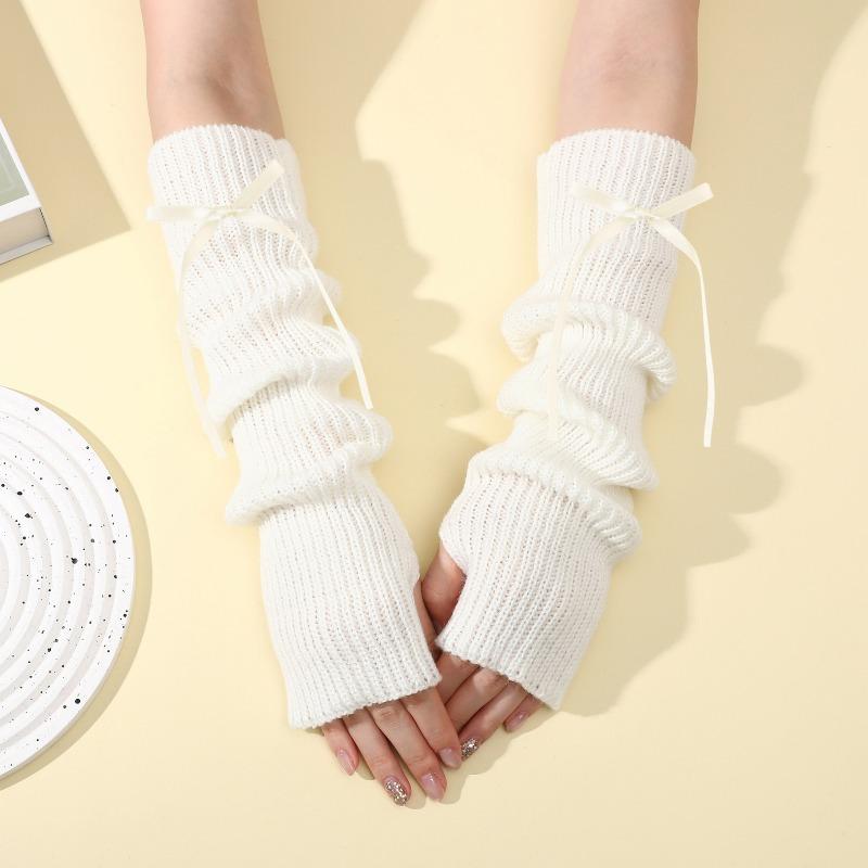 Botvotee Sleeves for Women Bow Half Finger Y2k Accessories Free Shipping Arm Warmers Half Finger Preppy Style Fingerless Gloves