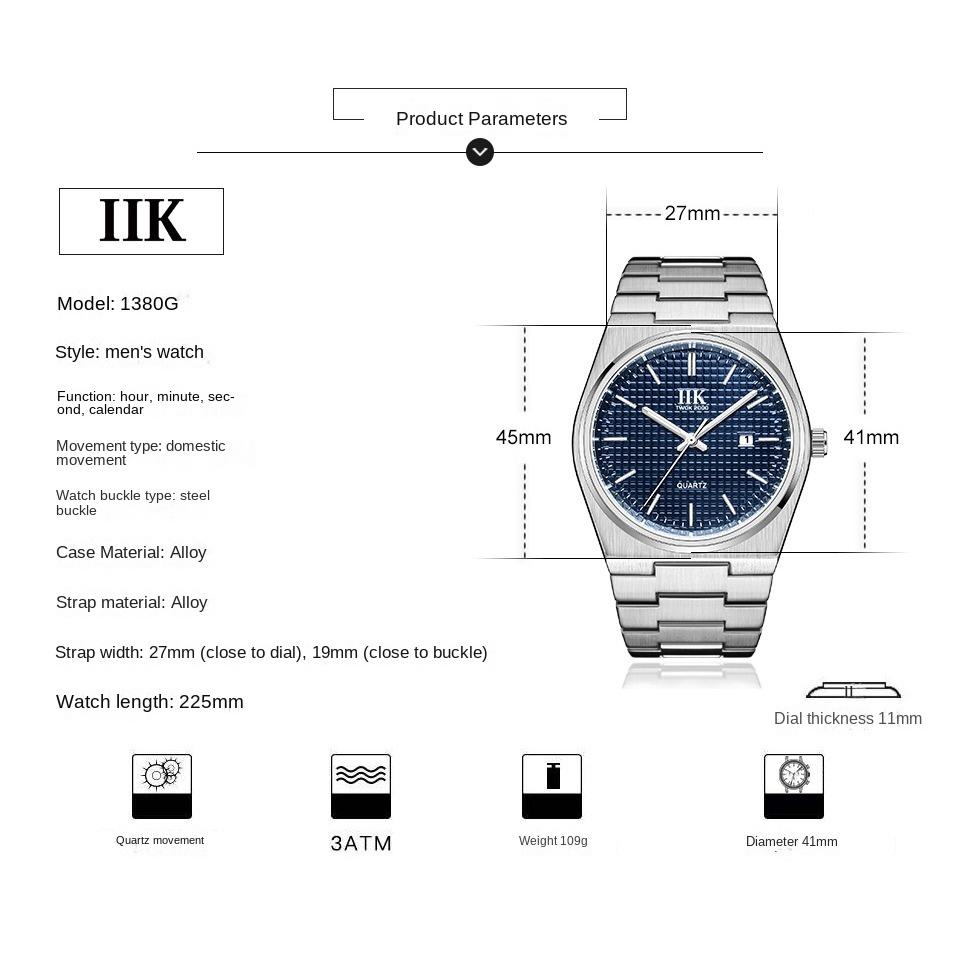 IIK Fashion Waterproof Calendar Sport Watch Men's Watch Business Quartz Men's Watch