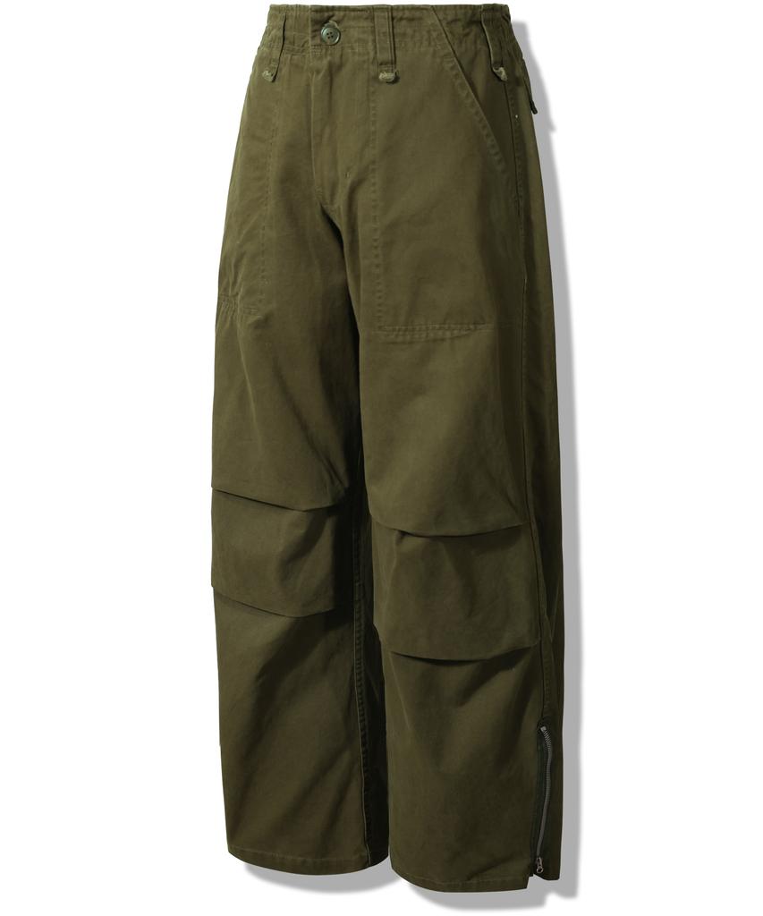 GUBIN Vintage Pintuck Cotton Pants - Khaki