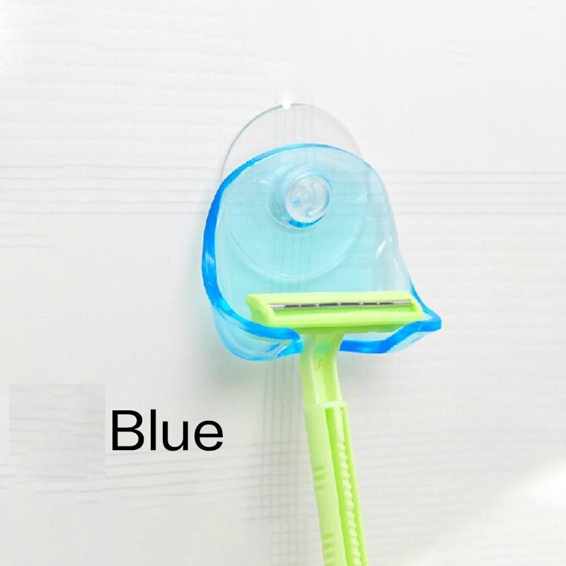 1 soporte para maquinilla de afeitar azul para baño, con ventosa.