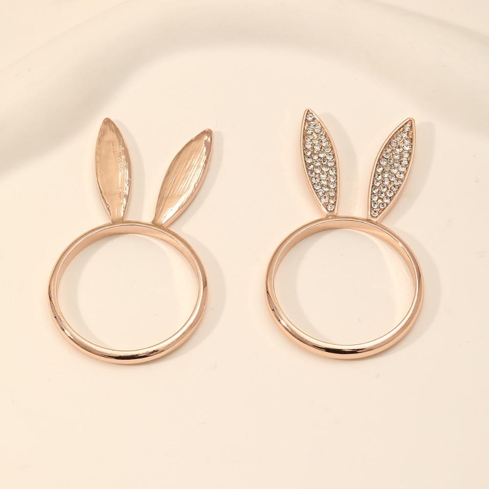 6 Piece -inlaid Easter Rabbit Head Napkin Ring Zinc Zinc Alloy Decorative Napkin Ring  Restaurant