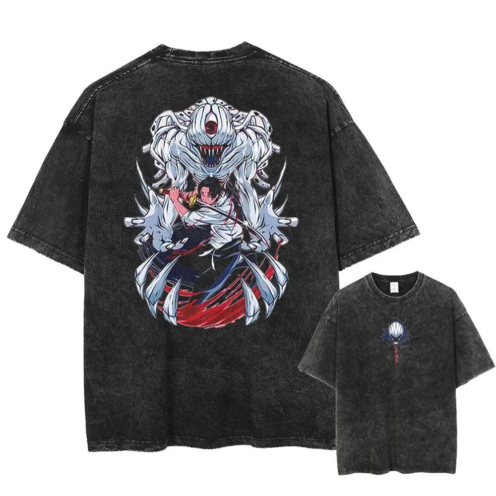 Anime Jujutsu Kaisen Printed Tshirt Mens and Womens Washed Tshirt High Quality Vintage Cotton Tshirt Harajuku YK Tops