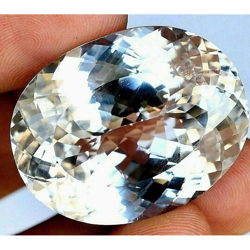 AAA Natural White Sapphire 35 Ct Oval Cut Faceted Loose Certified Gemstone