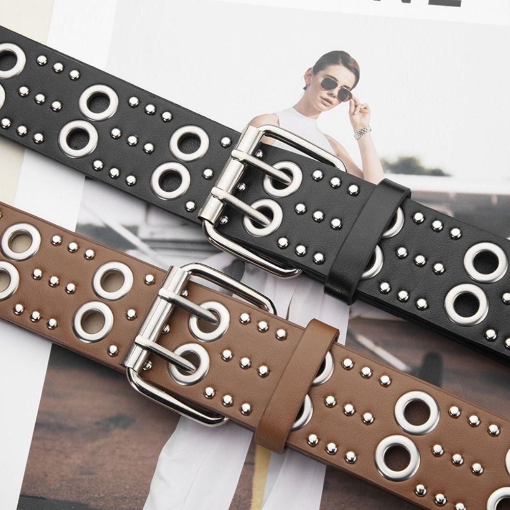 Dual Pin Buckle Business Waist Belt Luxury Design Punk Waistband  Paired with Skirts Jeans