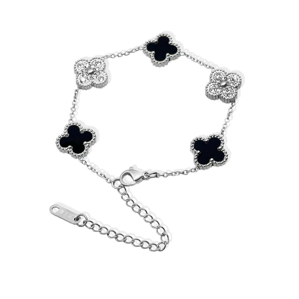 Bracciale quadrifoglio 13mm lusso leggero bracciale double-face 18K acciaio al titanio catena non scolorisce