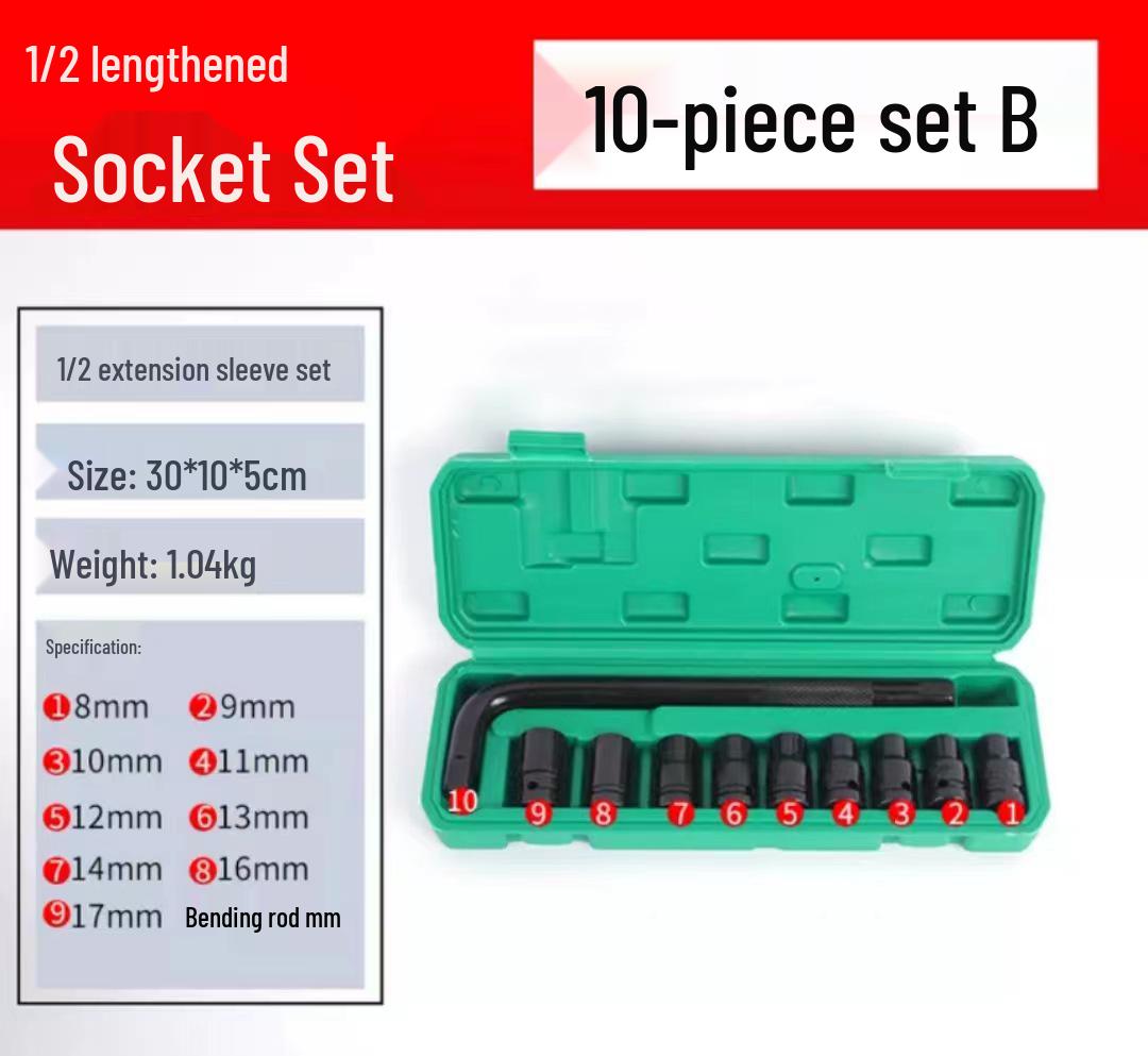 

Пневматический гайковерт Удлиненный набор шестигранных головок, 10 штук, 8-24 мм