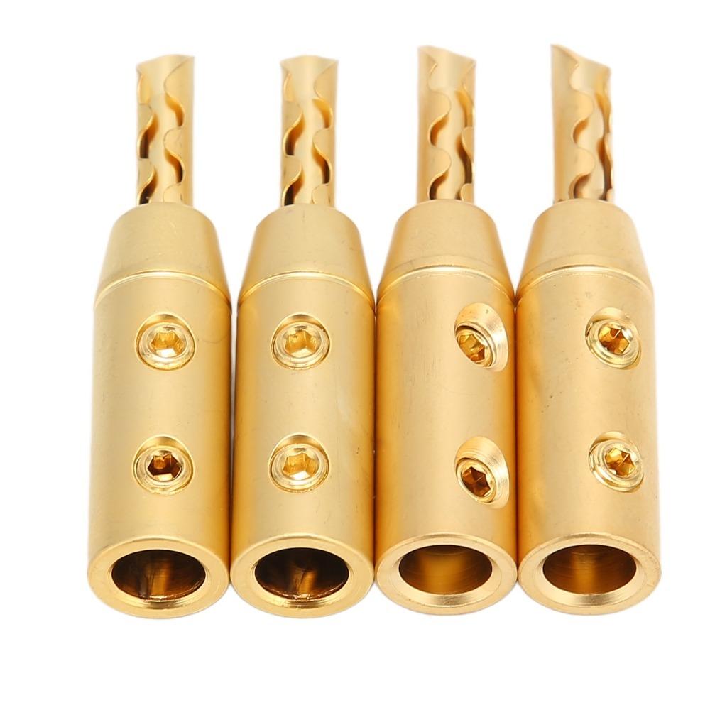 4PCS Gold Plated BFA Banana Plug Double Screw Open Screw Banana Plugs For Sound Systems