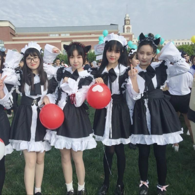 Lolita Maid Dress Dámské Kostýmy servírka Bowknot Volán Gotické Cosplay Maškarní šaty