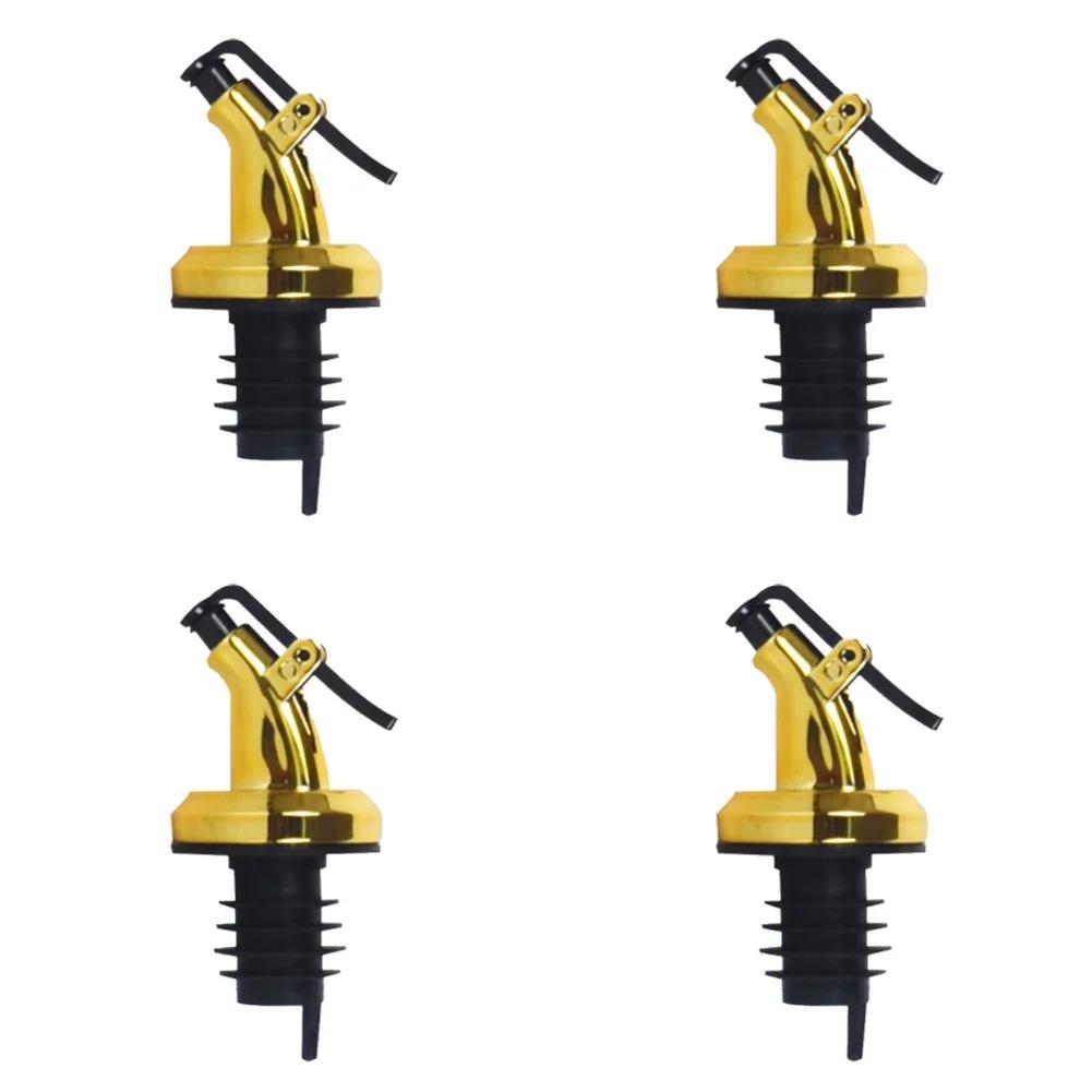 4PCS Oil Bottle Stopper Lock Plug Seal Leak-proof Nozzle Sprayer Cocktail Cap Liquor Dispenser Wine Stopper Wine Accessories