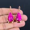 Facettierter Rubin Edelstein Kupfer Schmuck Handarbeit Frauen Ohrring Geschenk für Sie