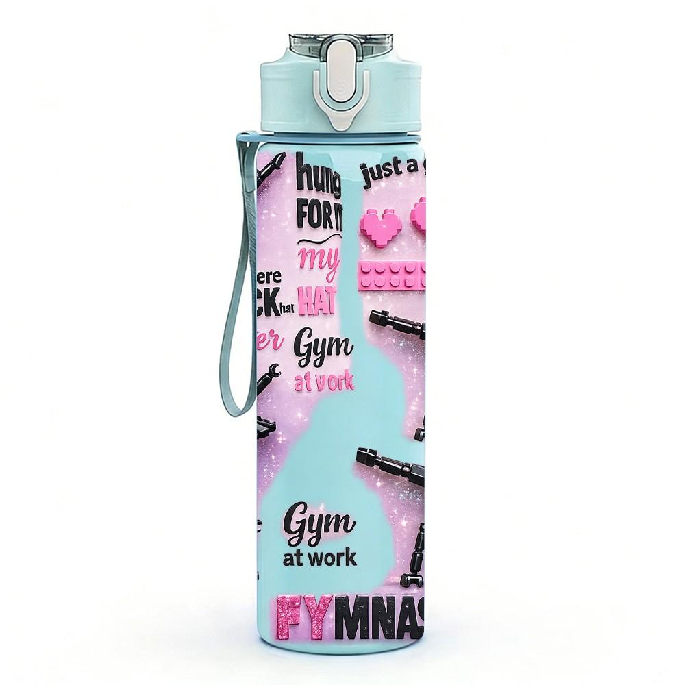 1PC Cheer Girl Sport Slogan Text Print 750ml Color Plastic Sports Water Bottle Leakproof Flip Straw Lid Suitable for Sports Office Home Use