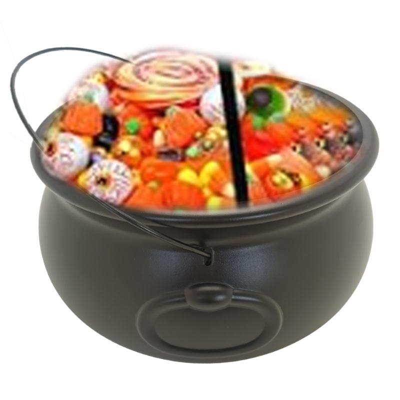 Large 12Inch Black Cauldron Kettle Bucket Witches Sweets Candy Bowl for Halloween Trick or Treating Party Decoration
