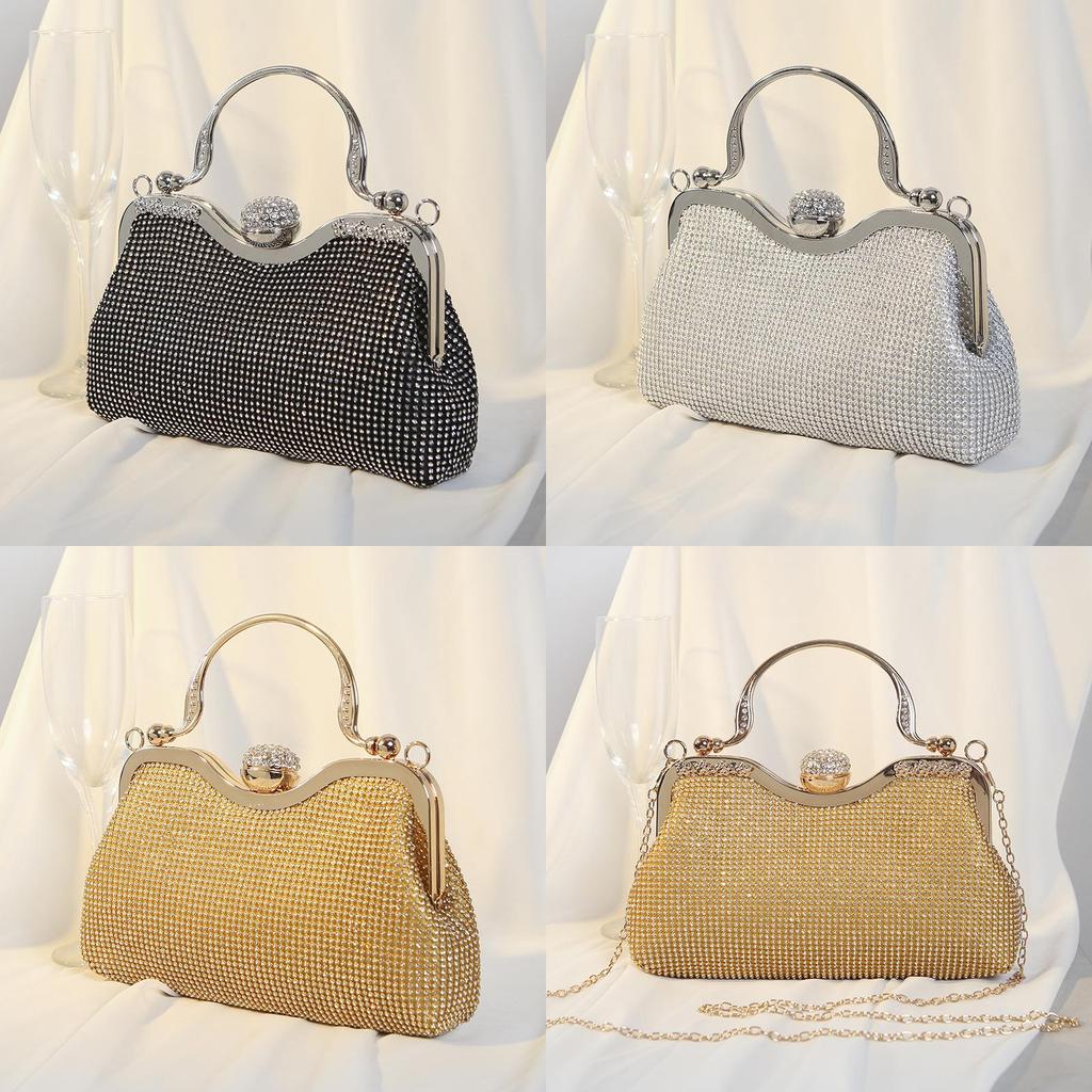 Glamouröse Muschelförmige Handtasche mit Strasssteinen und Satinfutter für festliche Anlässe und den täglichen Gebrauch