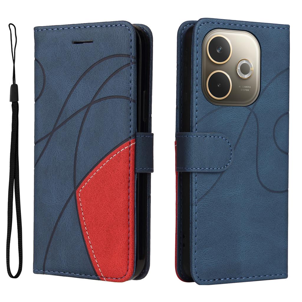 Für Oppo A5 Energy 5G (China)/Oppo A5 Pro 4G (Global) Handyhülle aus Leder mit Ständer und Brieftasche im zweifarbigen Spleißdesign