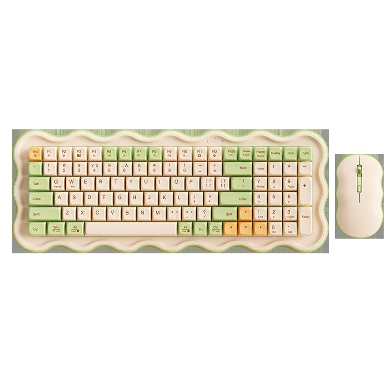 Wireless Keyboard Mouse Set Mechanical Feel Elegant Design For Office Gaming Laptop