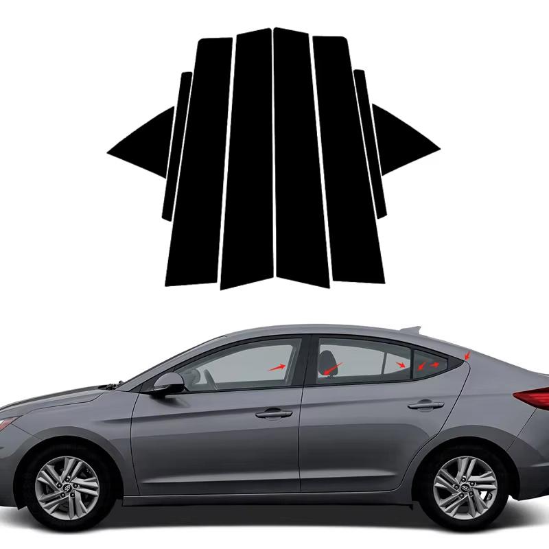 8Pcs Car Door Window Pillar Center Post Trim Stickers For Hyundai Elantra Avante 2017- 2018 Auto Styling Accessories