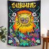 Hippie Sun Rectangle Wall Tapestry Mushroom Cactus Wall Hanging Background Cloth For Bedroom Decor