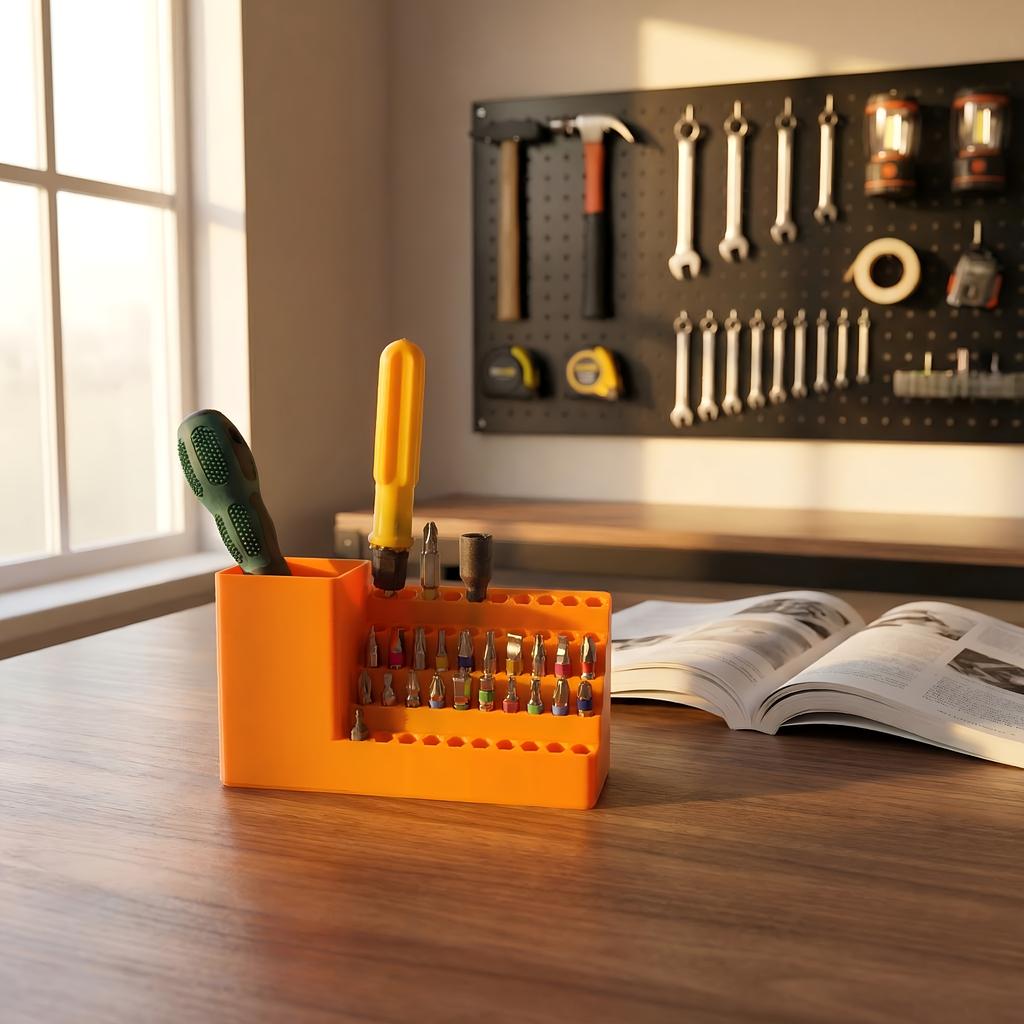 1pc 3D Printed 20/50 Holes 6.35mm Hex Bit Organizer, Plastic Screwdriver & Drill Bit Holder, Tool Storage, Saving Spacea