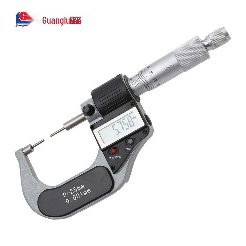 Guilin Guanglu Digital Vernier Caliper for 0-25mm Spline Outer Diameter, Small Cylindrical Head Diameter 3mm Spline