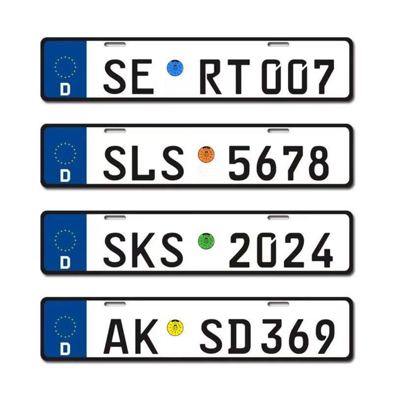 2 Stück 3D Gel-Kuppelaufkleber Deutscher Stil Auto-Kennzeichenrahmen Erhöhtes Buchstaben-Design Wasserdichter Aufkleber für Auto-Nummernschild