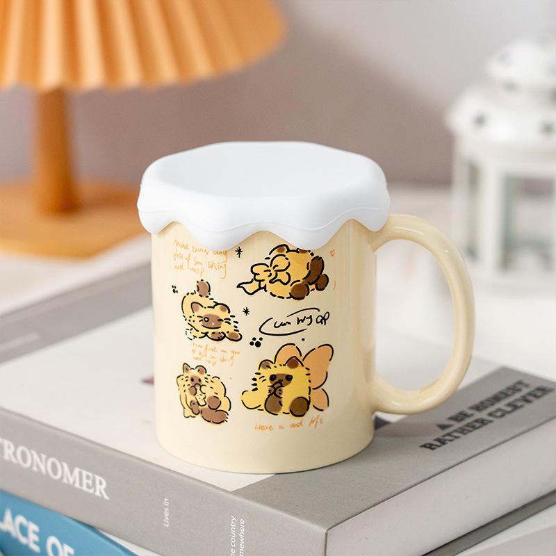 Korean Version of Cartoon Brown Butterfly Mug Ins Windy Good Looking Water Cup Summer Student Water Cup Coffee Cup