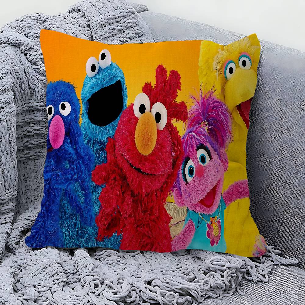 Cartoon S-Sesame-S-Street Pillow Cover Design Cushion Cover Decor Holiday Decorati