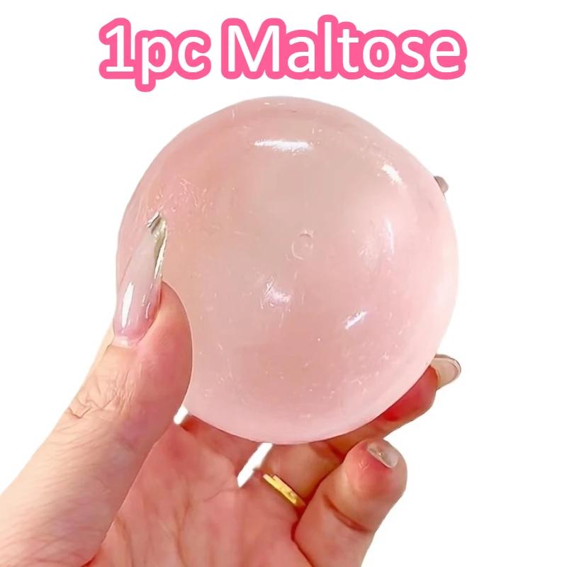Pink Maltose Squishy Toy Cute hi Anti Stress Fidget Toy Soft Simulated Pink Transparent Ball Quick-rebound Decompression Toy