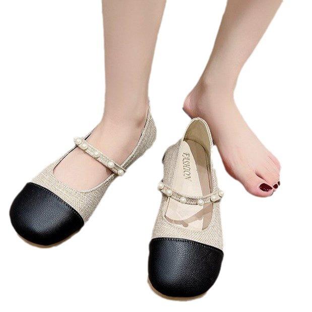 Women's Shoes Summer New Small Fragrant Style Square Head Color Matching Thick Heel Empty Women's Retro Mary Jane Shoes