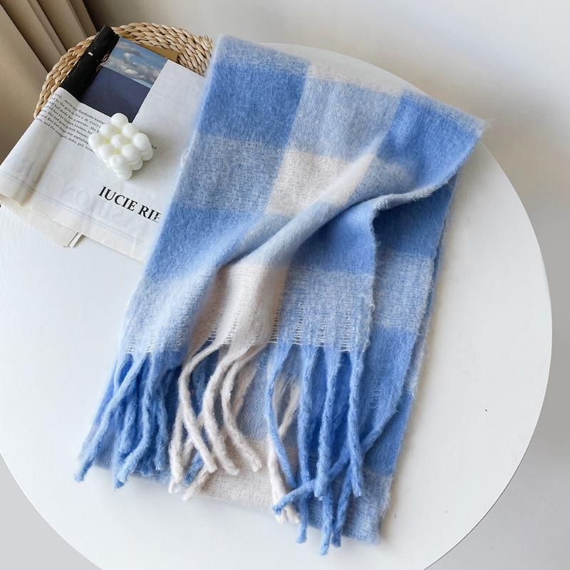 Winter neuer karierter Schal für Paare, warmer, dicker Mohair-Winterschal für Damen
