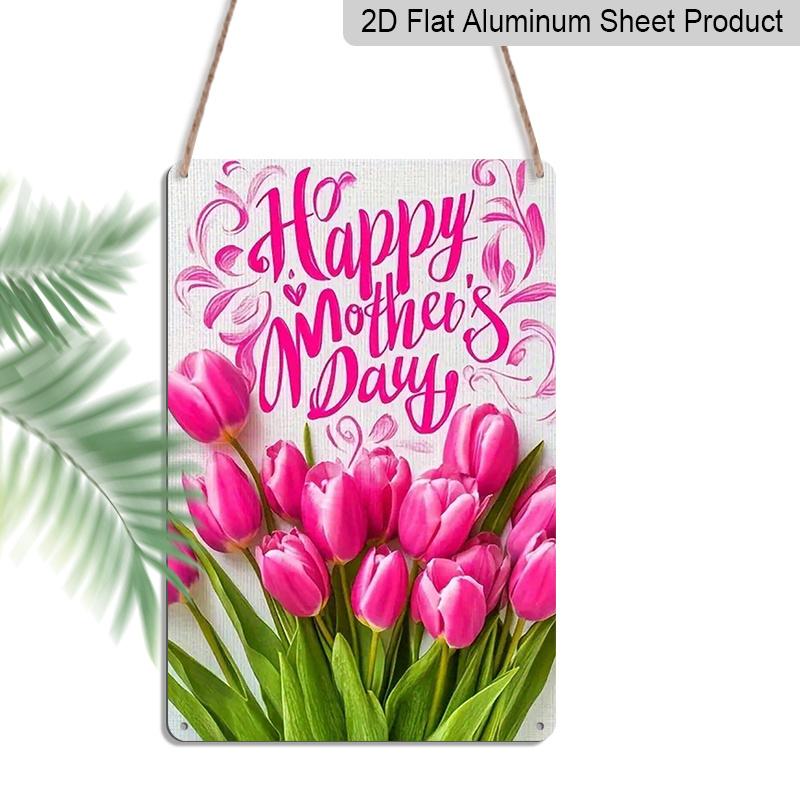 

2D Flat, 1pc Floral Metal Wall Art Sign Happy Mother s Day - 8*12 Inch Aluminium Rustic Home Kitchen Decor, Living Room Wall Art, Sweet Gift for 20*30cm