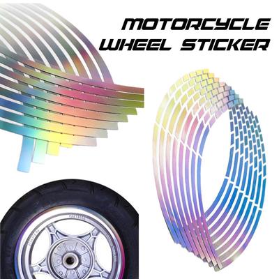 16Pcs 10/12/14/18 Inches Wheel Rim Tape For Motorcycle Car Reflective Stripes PVC